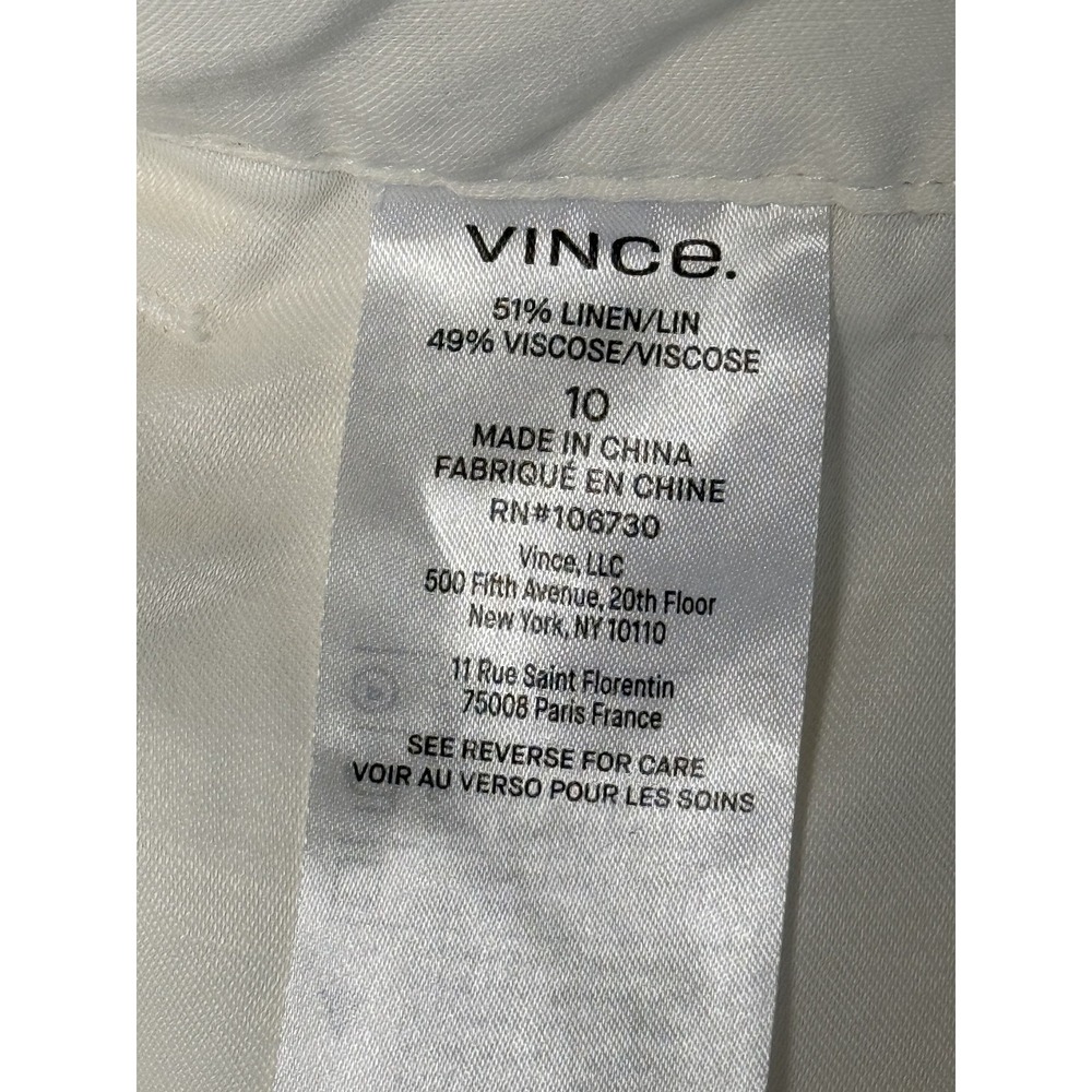 Vince Cargo Pants Womens 10 White Linen Blend Utility Relaxed Fit Pocket Casual - Picture 4 of 8